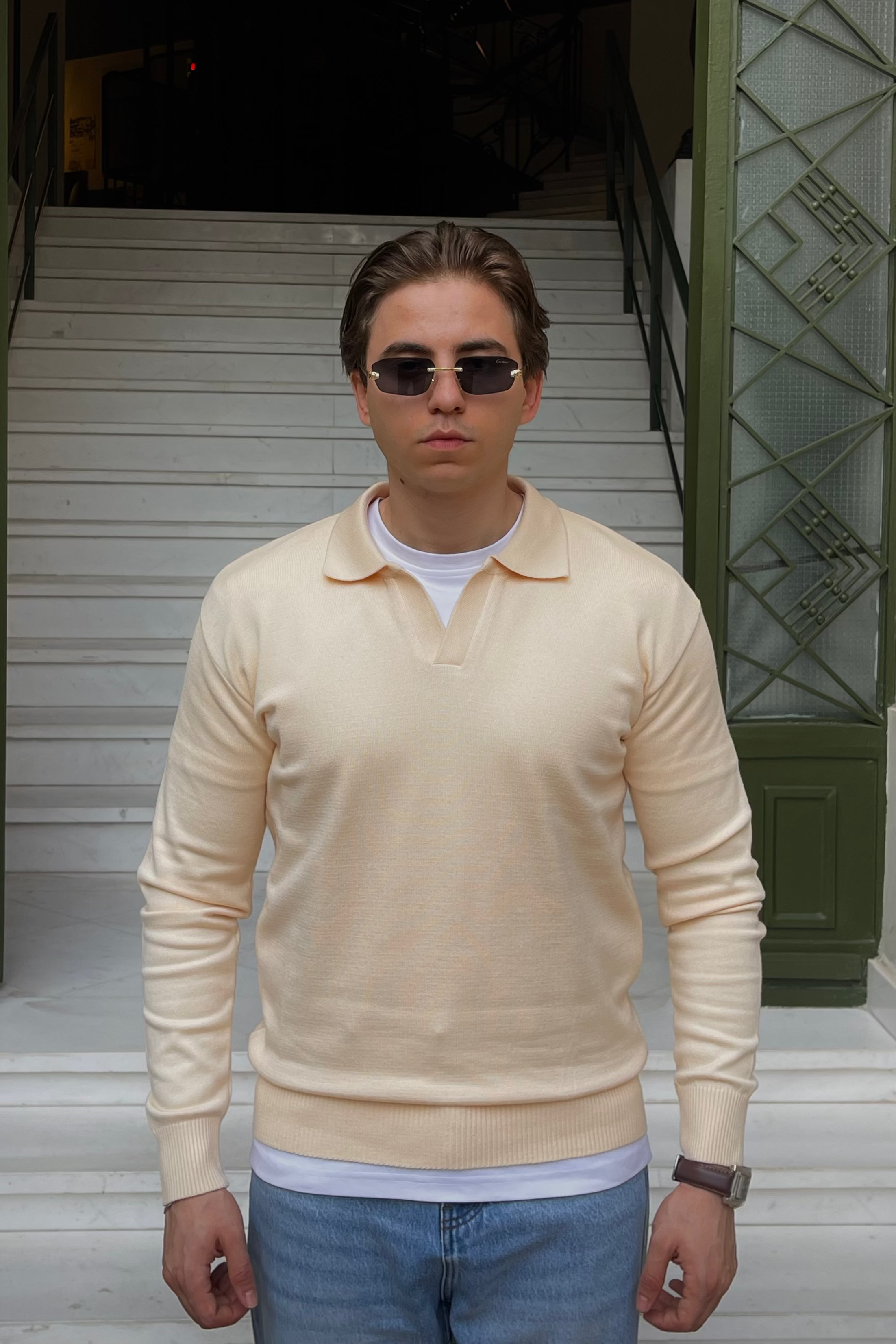 Golden beige knitwear long sleeve